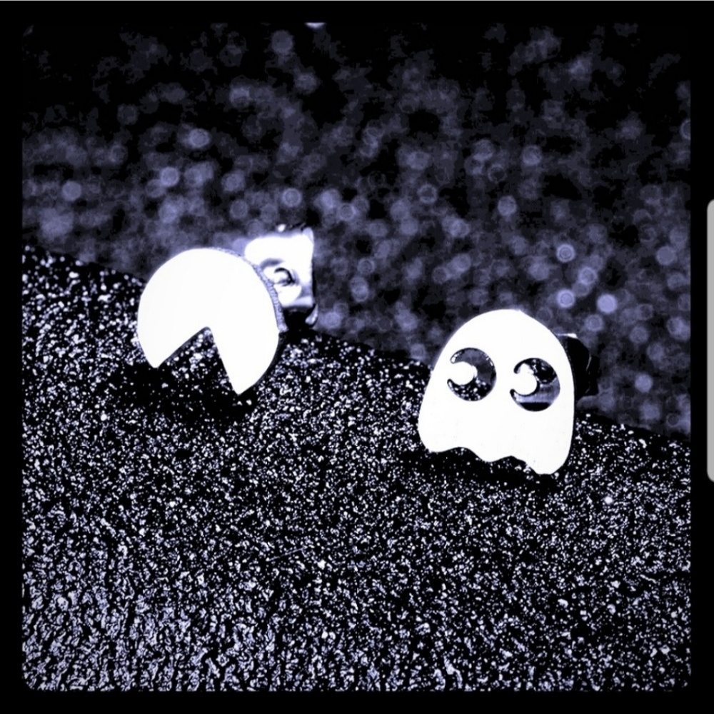 Pac-Man & Ghost Earrings (Stainless Steel)